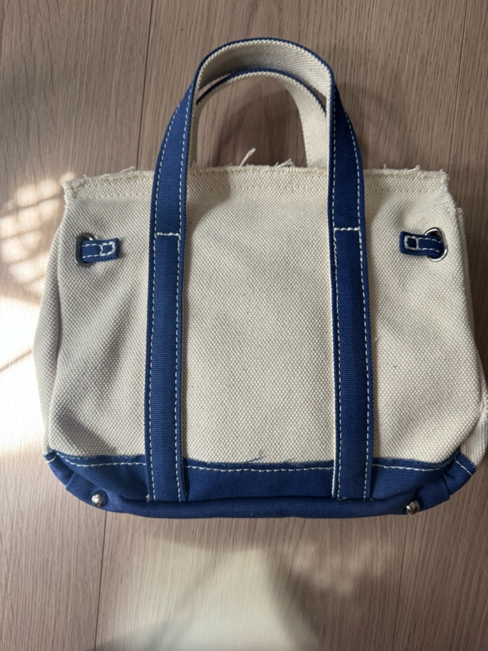 Mini “Boatkin” Canvas Tote with Navy Trim - Picture 7 of 12
